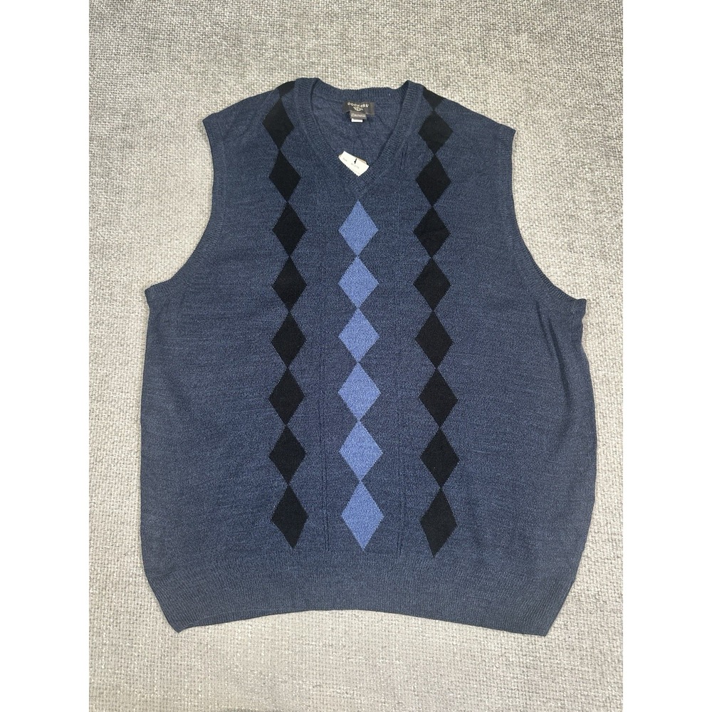 Dockers Sweater Vest Mens XXL Blue Argyle‎ Preppy Academia Soft NEW
